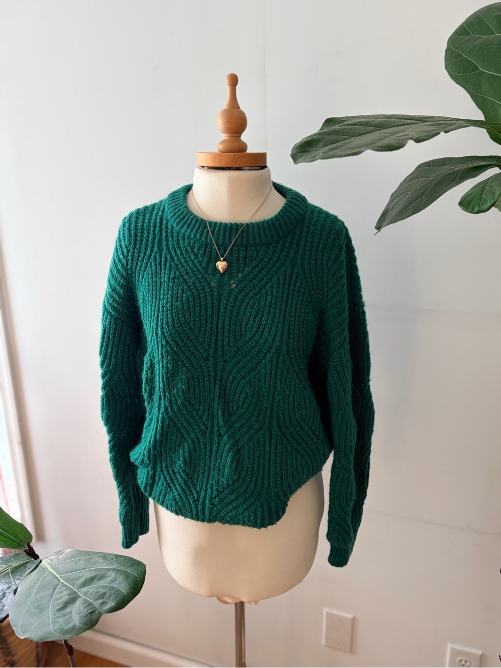 Joules Clover Dark Green Cable Knit Sweater Merino Wool Alpaca Cottagecore